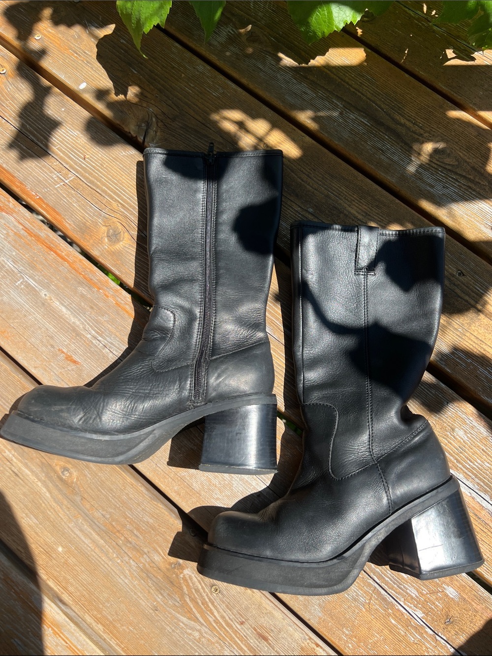 Candie's Black Mid-Calf Platform Heeled Boots - Picture 14 of 15